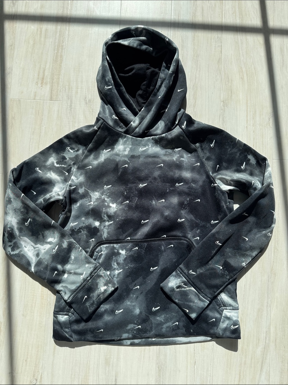 Nike Kids Black Tie-Dye Swoosh Pullover Hoodie